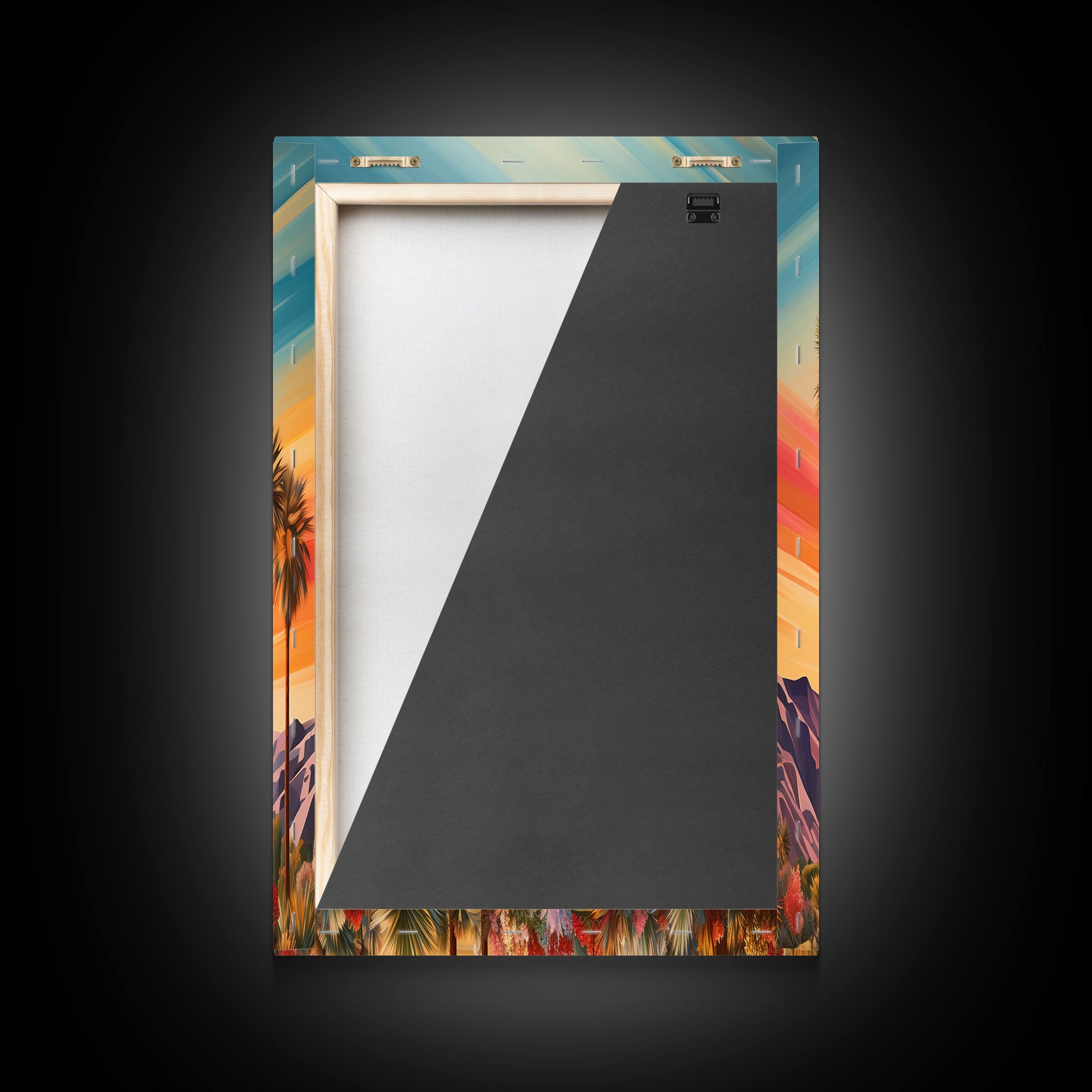 Retro Vibes, Arizona Desert Sunset, Framed Canvas Prints, 3 Piece Wall Art, Arizona Desert, Vintage Style Landscape Art, Southwestern Decor