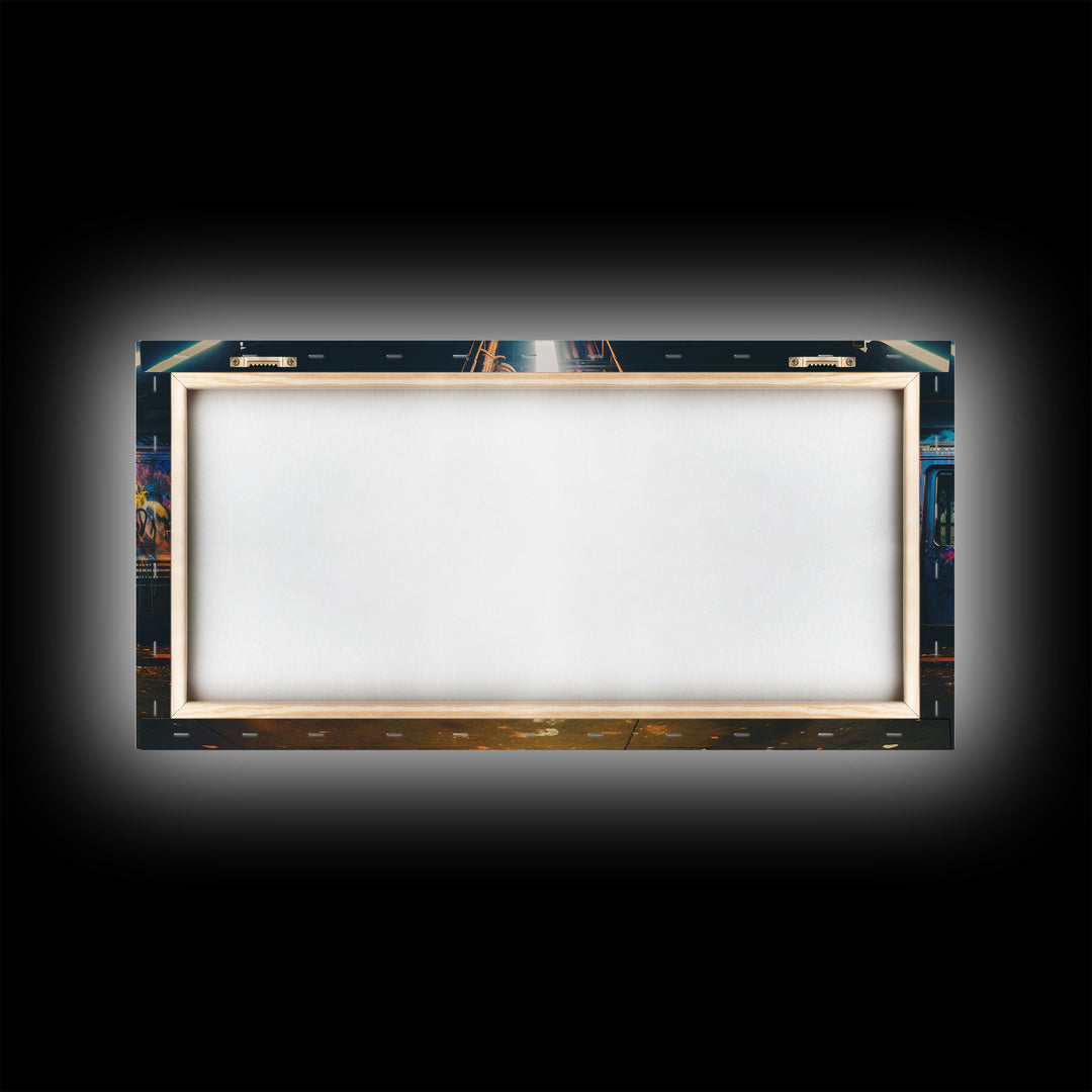 Graffiti Art On A Subway Train, Framed Canvas Print, Urban Decay, NYC 1970s, Graffiti Wall Art, Street Art, Pop Art Print, Industrial Art