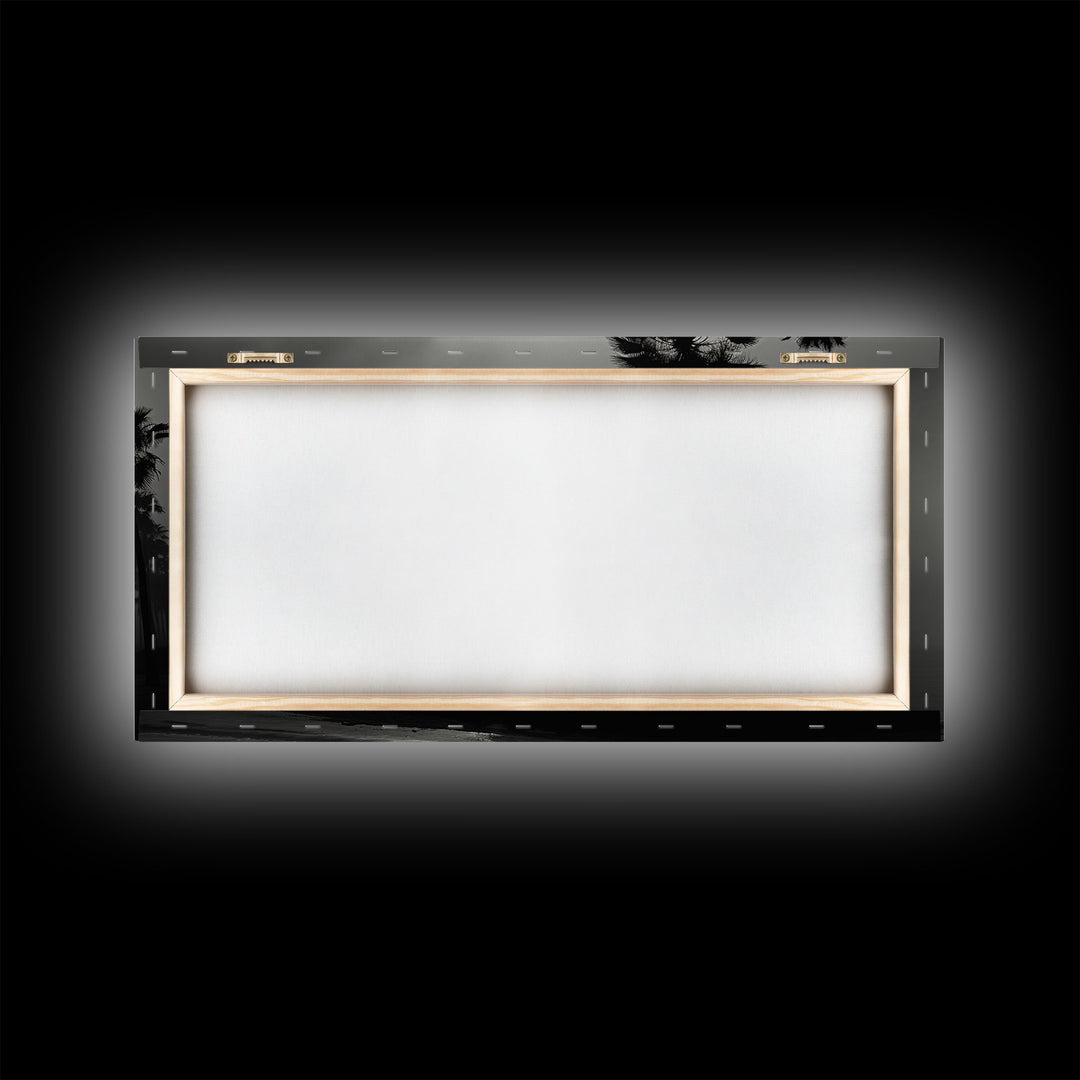 Black And White Florida Rain Storm, Framed Canvas Print, Liminal Art, Liminal Spaces, Framed Wall Art, Office Decor, Dark Moody Art