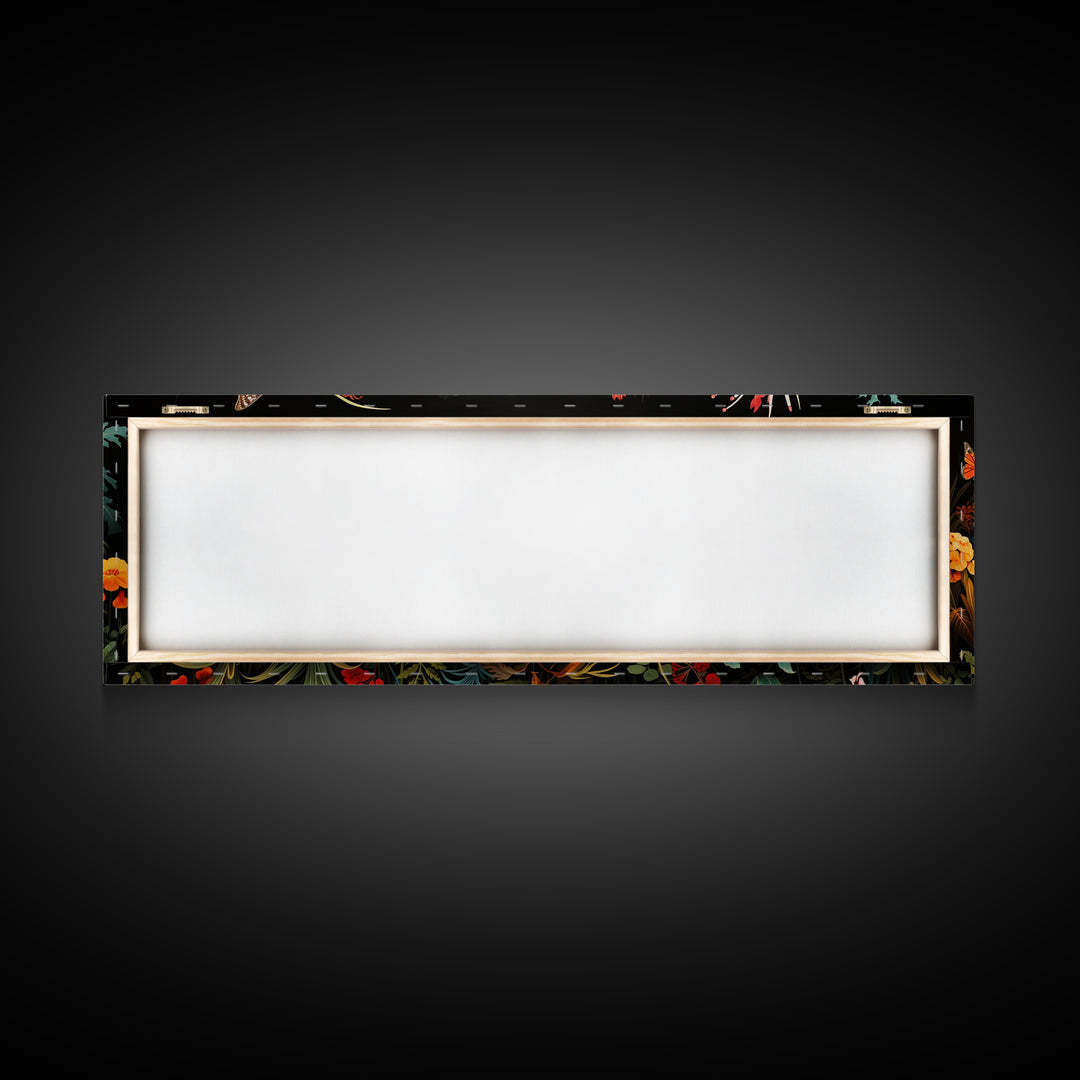 Beautiful Tropical Print "The Jungle" Framed Canvas Print, Panoramic Art, Extra Wide Wall Decor, Living Room Decor