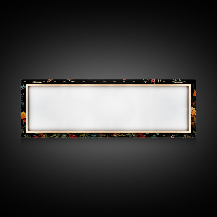 Beautiful Tropical Print "The Jungle" Framed Canvas Print, Panoramic Art, Extra Wide Wall Decor, Living Room Decor