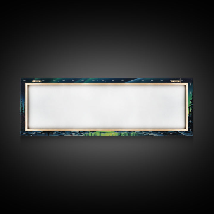 Aurora Borealis, Framed Canvas Print, Beautiful Alaskan Winter Landscape Painting, Moody Art, Unique Wall Art