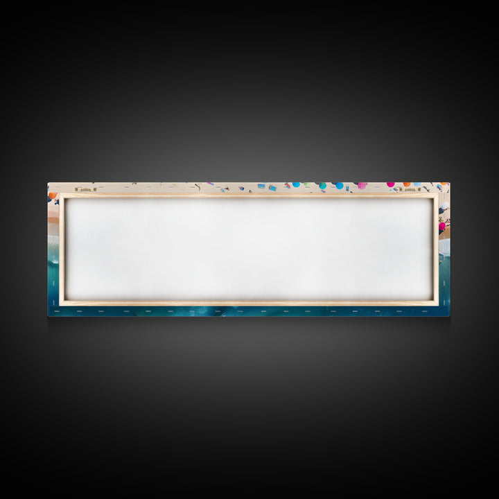 Bird's Eye View Of The Beach, Framed Canvas Print, Beach Seascape Oil Painting Print, Pebble Beach, Myrtle Beach Art, Charleston Art