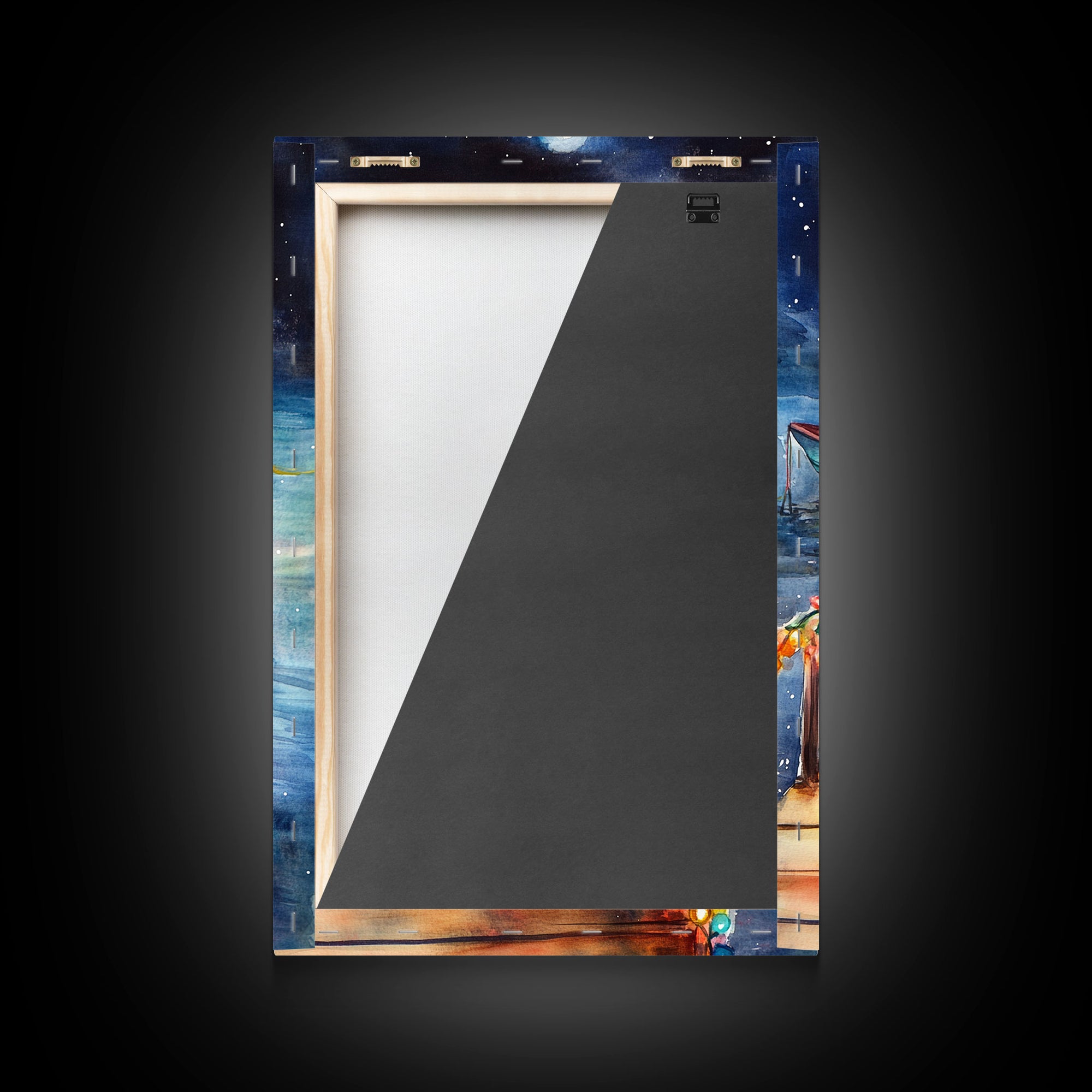 Lakeside Dock Decorated For Christmas, Nautical Christmas Wall Art Canvas Print, Farmhouse Christmas, Lake House Christmas Art