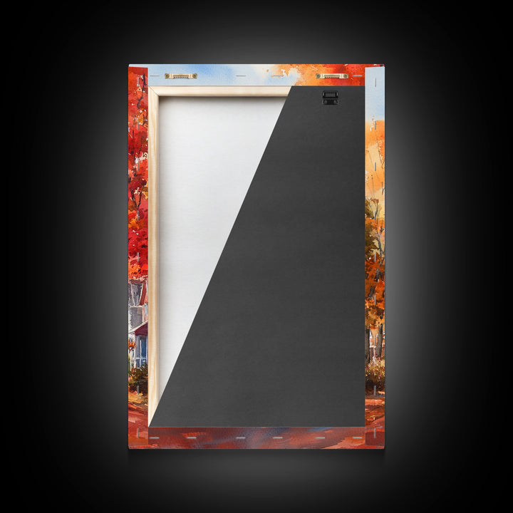 Rustic Red Barn And Tractor In Fall Landscape Framed Canvas Print Autumn Farmhouse Wall Art Seasonal Country Decor Holiday Wall Art