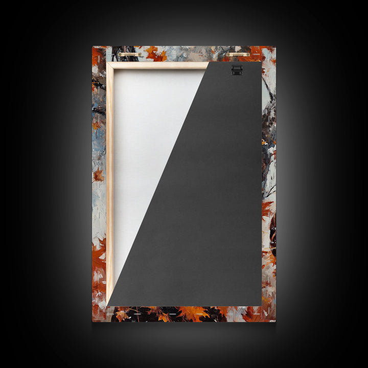 Rustic Cowboy Holiday Art Framed Canvas Print with Falling Leaves, Perfect Autumn Decor and Seasonal Gift Idea 2024