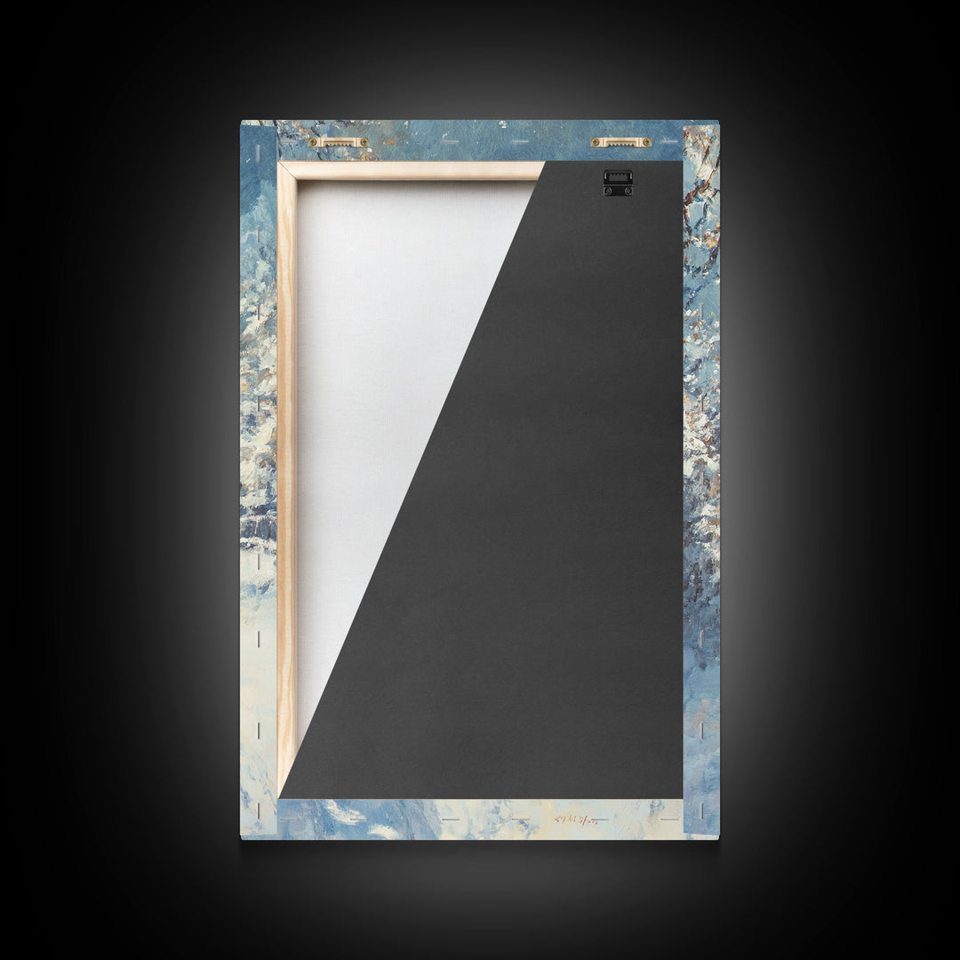 Cowboy Walking in Snow Scene Framed Canvas Print - Moody Landscape Art for Winter Home Decor 2024 Rustic Winter Wall Art