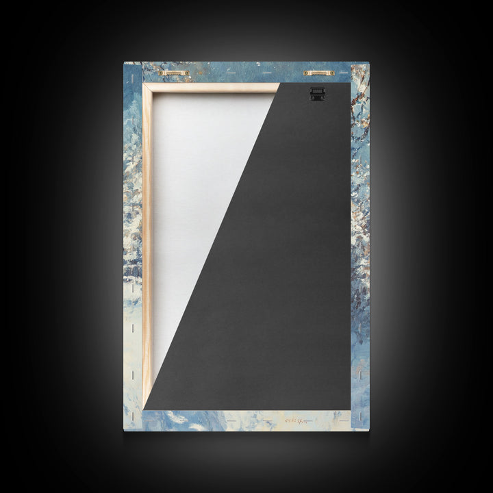 Cowboy Walking in Snow Scene Framed Canvas Print - Moody Landscape Art for Winter Home Decor 2024 Rustic Winter Wall Art