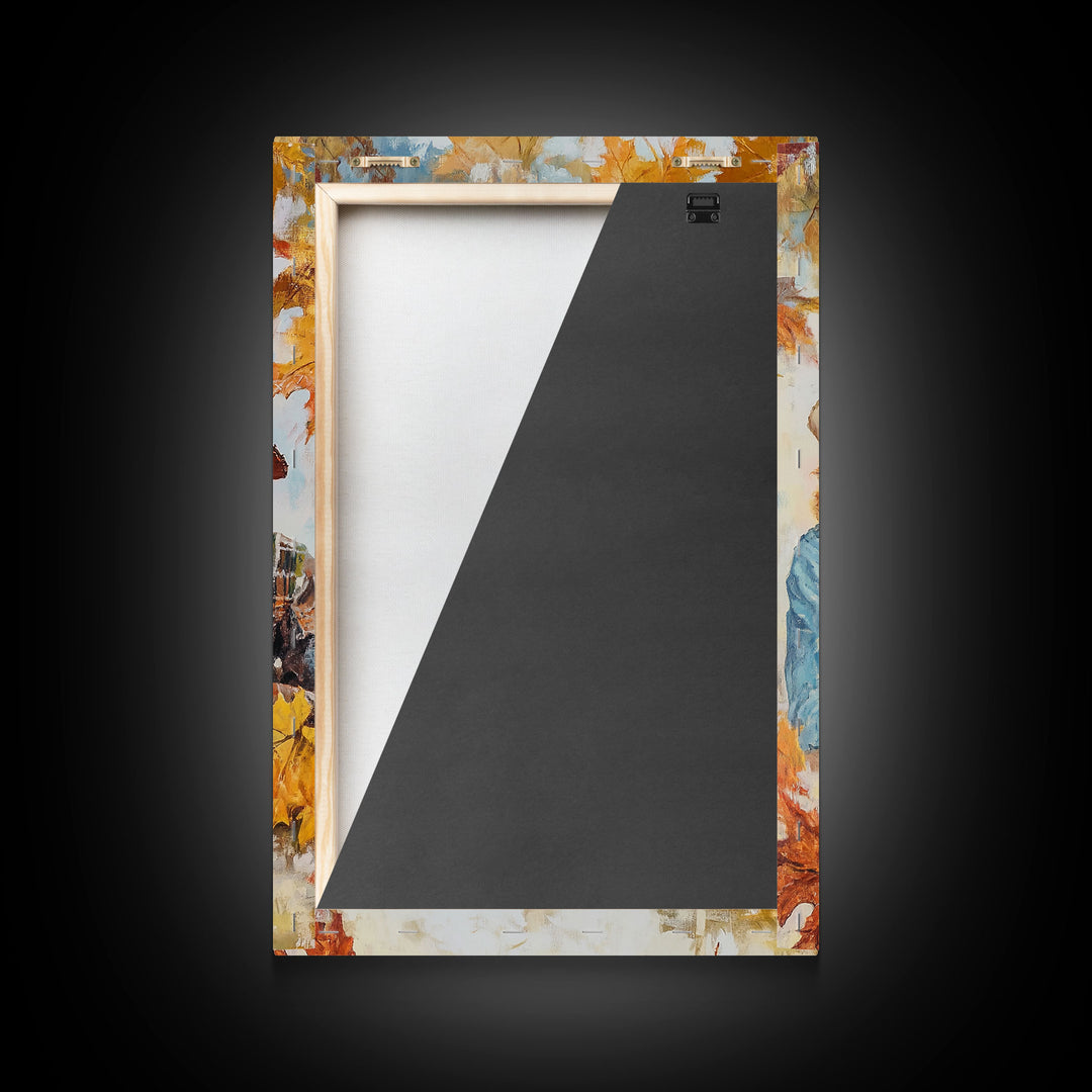 Cowboy and Cowgirl Fall Scene Framed Canvas Print - 2024 Rustic Autumn Love Country Art Gift Idea Fall Wall Decor