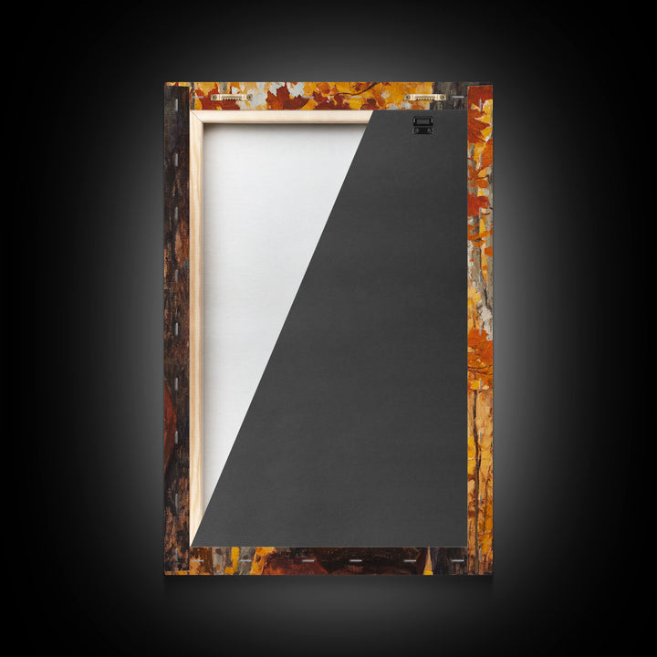 Cowboy in Autumn Forest Framed Canvas Print - Rustic Fall Wall Art Perfect Gift Idea 2024 Country Decor - Moody Landscape Art