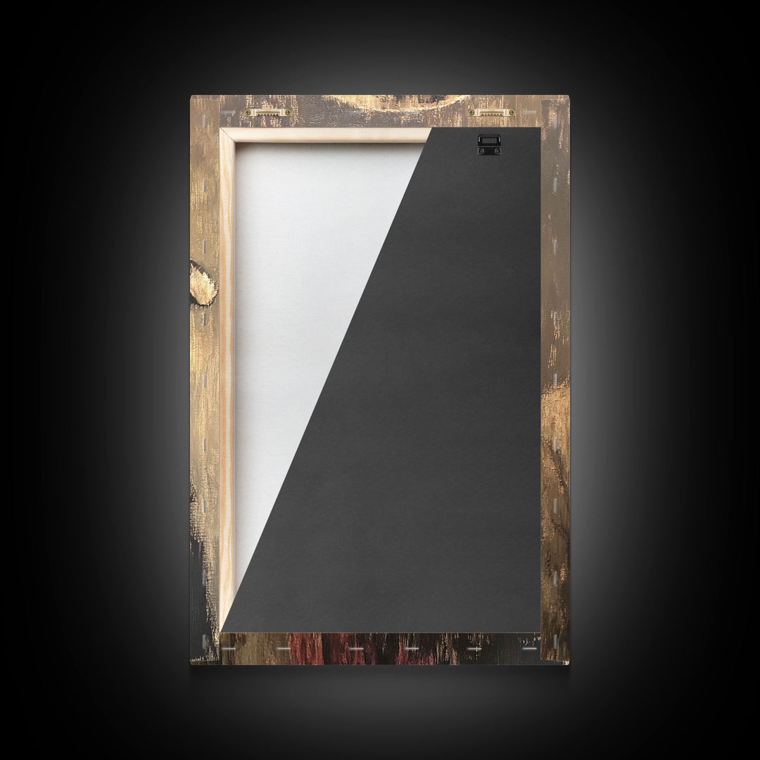 Moody Cowboy with Red Scarf Framed Canvas Print - Rustic Winter Landscape Art Best Gift Idea 2024 Christmas Wall Art