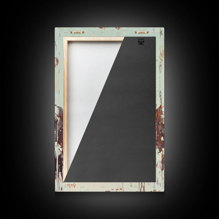 Cowboy Riding Horse in Winter Forest Framed Canvas Print - Moody Winter Landscape Art Perfect 2024 Christmas Home Decor