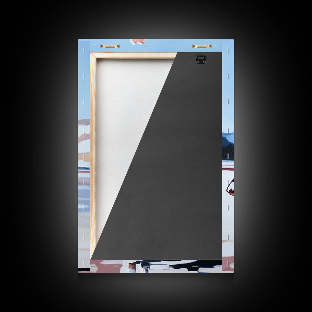 Cowboy Riding Horse Autumn Path with Fall Leaves Framed Canvas Print Vintage Christmas Wall Art Winter Landscape Christmas Decor Gift Idea