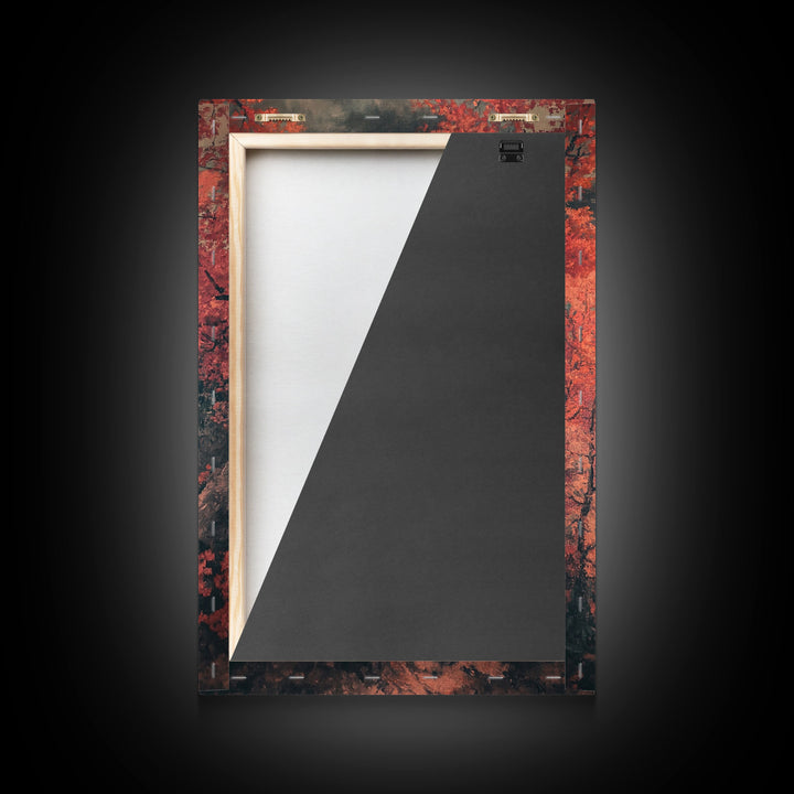 Cowboy in Forested Autumn Trail Framed Canvas Print Vintage Christmas Wall Decor Autumn Landscape Christmas Art Print Country Christmas