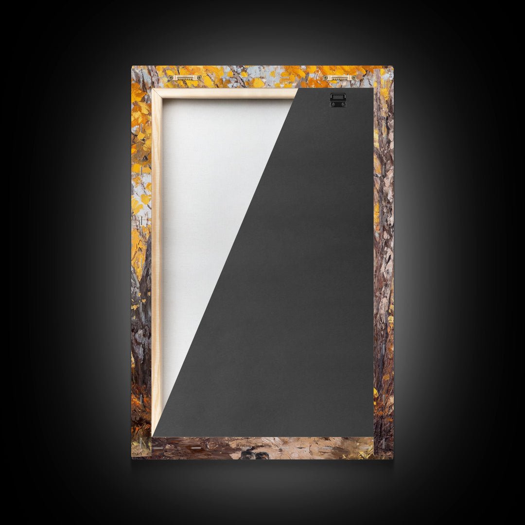 Lone Cowboy Riding Through Red Autumn Trees Framed Canvas Print Vintage Christmas Wall Art Fall Decor Winter Wonderland Seasonal Wall Art