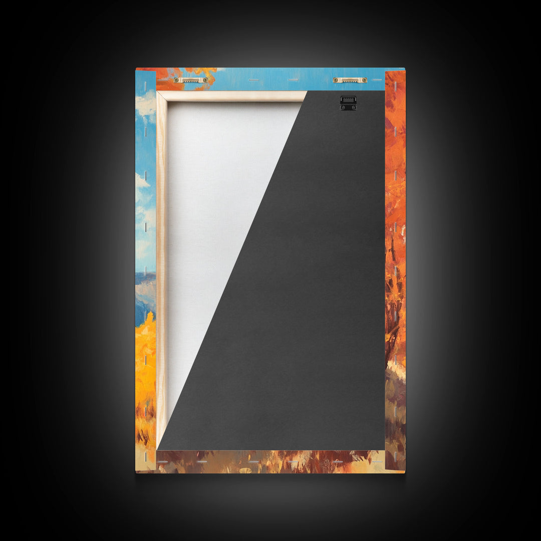 Cowboy in Colorful Autumn Trail Framed Canvas Print Country Christmas Decor Fall Wall Art Vintage Christmas Decor Gift Idea Gallery Wall Art