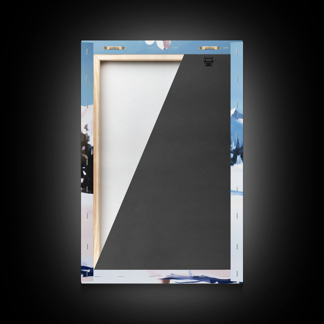 Lone Cowboy on White Horse in Snowy Landscape Canvas Print Winter Christmas Art Seasonal Wall Art Vintage Christmas Moody Landscape Gift