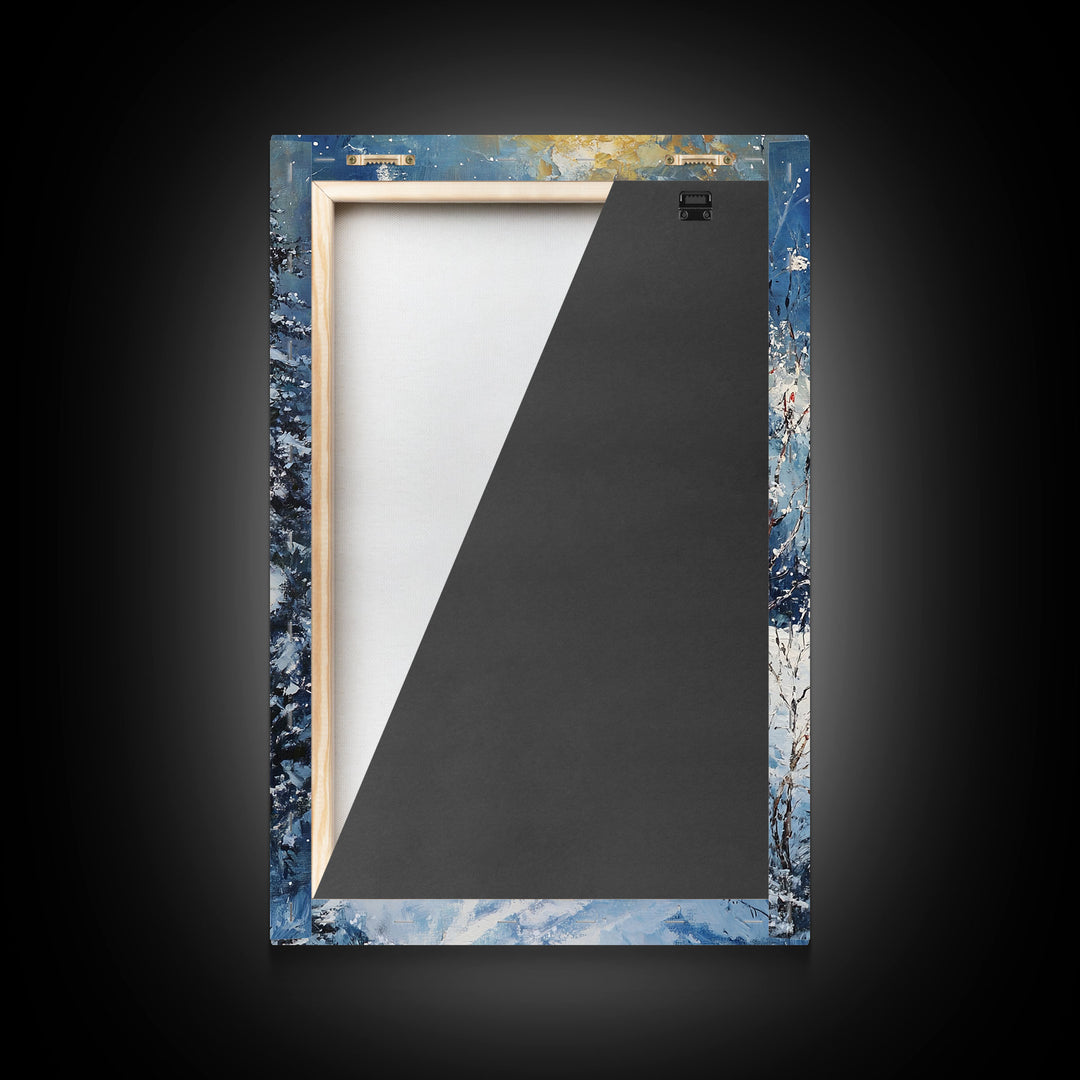 Cowboy in Winter Mountain Scene Canvas Print Christmas Wall Art Vintage Christmas Decor Winter Wonderland Gift Idea Seasonal Wall Art