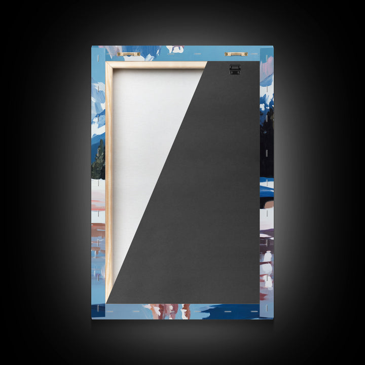 Female Cowboy Riding Through Winter Mountains Framed Canvas Print Christmas Wall Art Winter Wonderland Vintage Christmas Gift Wall Art