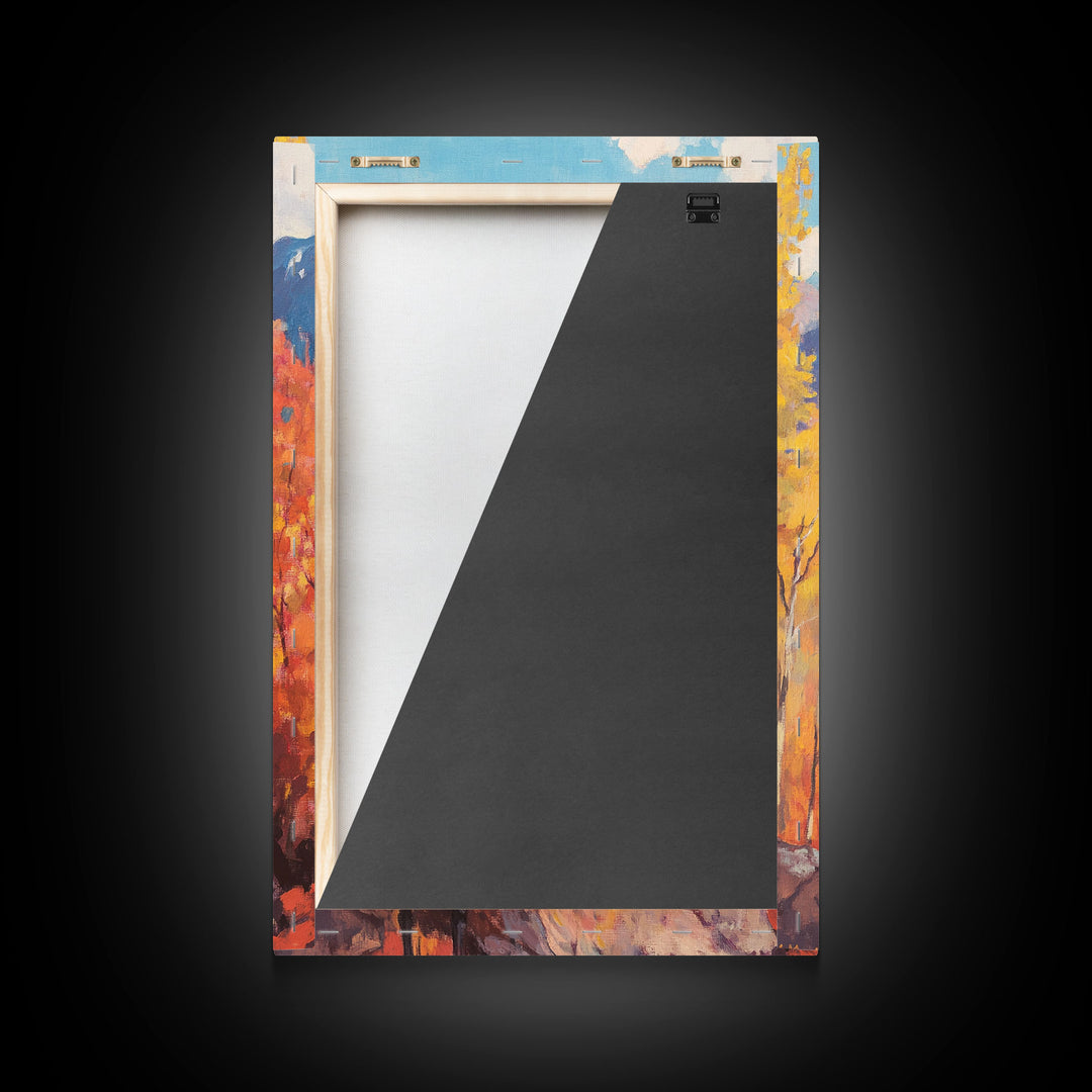 Cowboy in Snowy Mountain Valley Framed Canvas Print Christmas Wall Art Winter Wonderland Vintage Christmas Decor Gift Idea Moody Landscape