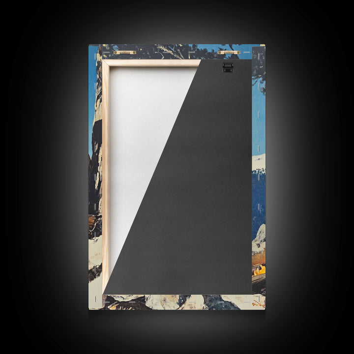 Cowboy Resting by the Fire Canvas Print, Winter Mountain Scene, Seasonal Wall Art, Rustic Western Decor, Holiday Gift, Framed Canvas Print