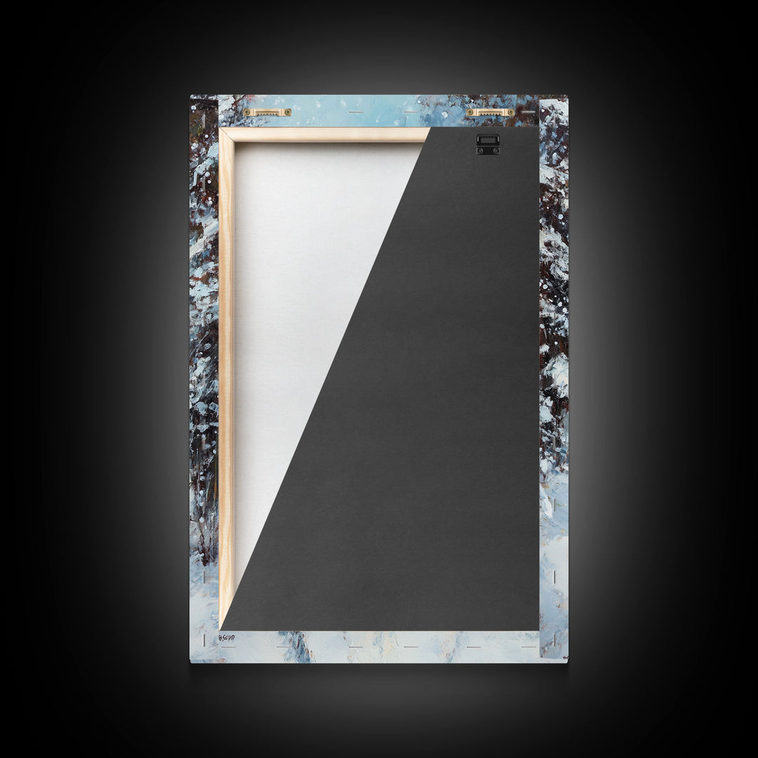 Cowboy Walking Through Snowy Winter Forest Canvas Print, Western Christmas Art Gift, Holiday Wall Decor, Rustic Art, Framed Canvas Print