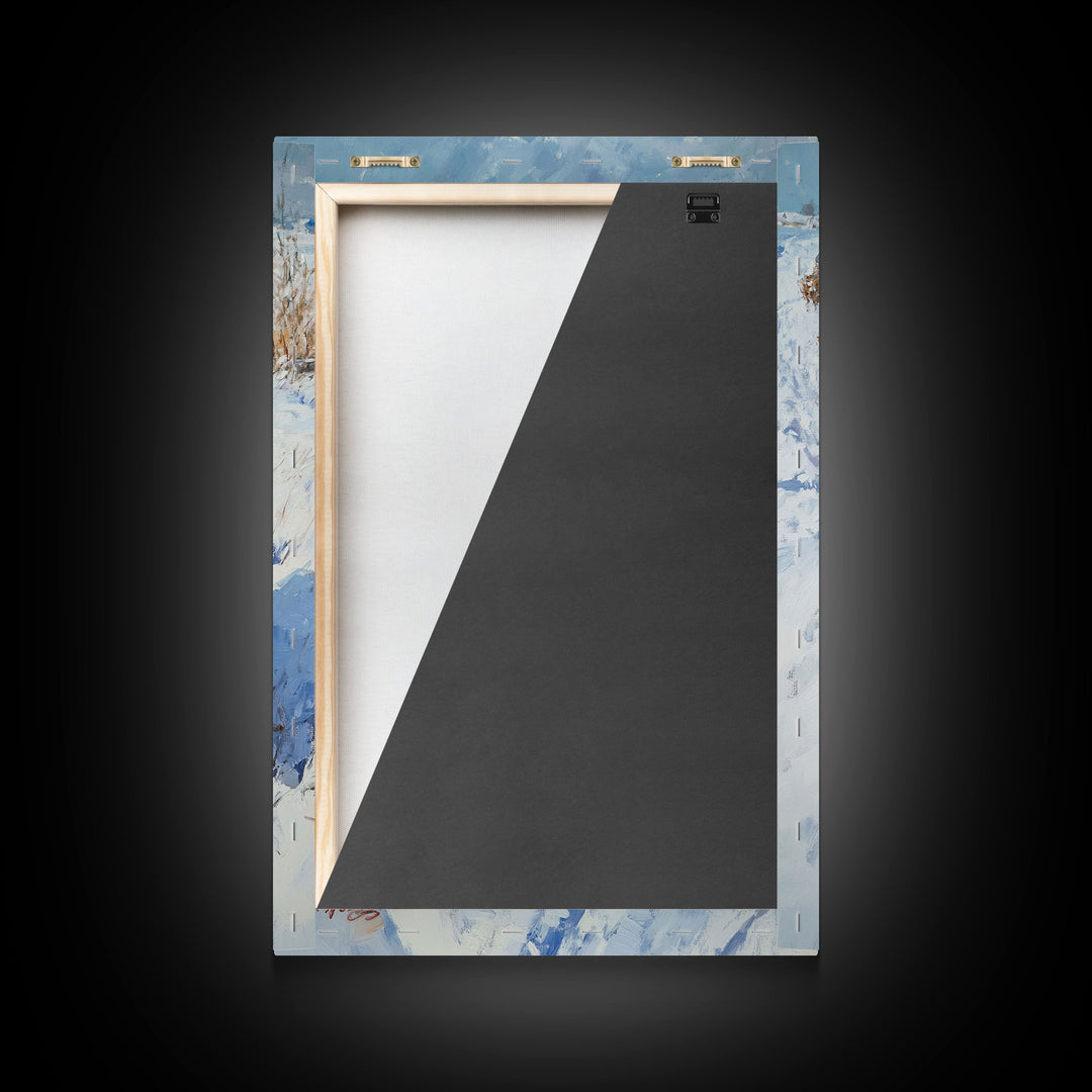 Cowboy Riding Horses in Snow Canvas Print, Winter Wall Art, Rustic Christmas Decor, Holiday Gift Idea, Seasonal Art, Framed Canvas Print