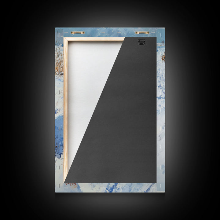 Cowboy Riding Horses in Snow Canvas Print, Winter Wall Art, Rustic Christmas Decor, Holiday Gift Idea, Seasonal Art, Framed Canvas Print