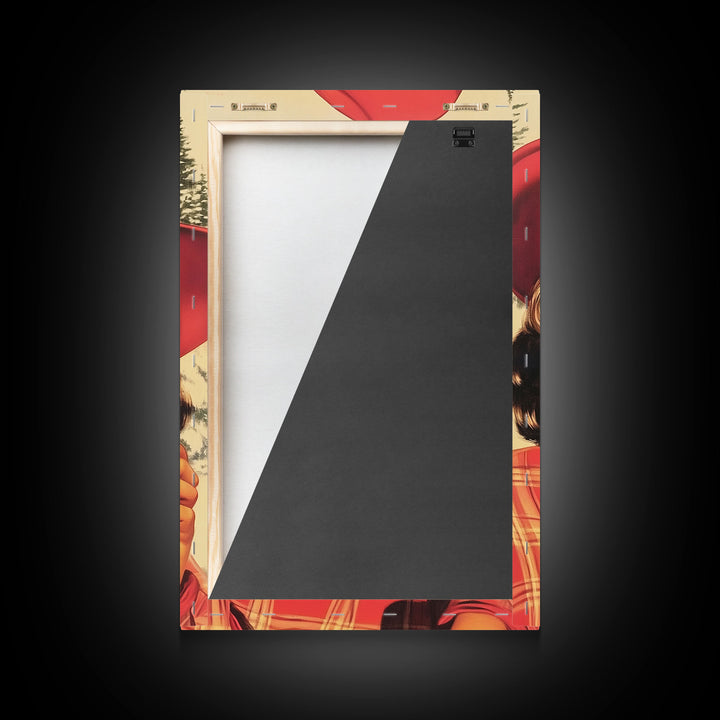 Retro Christmas holiday art framed canvas print a stylish woman with coffee holiday wall art perfect for vintage Christmas home decor