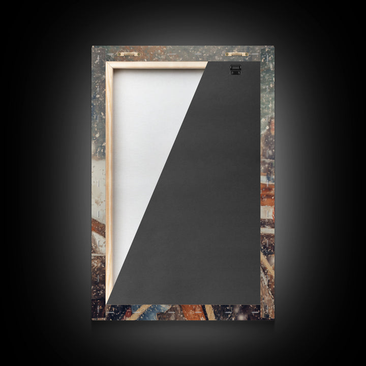 Country Christmas framed canvas print cheerful woman enjoying a snowy ride perfect seasonal wall art or vintage holiday home decor idea