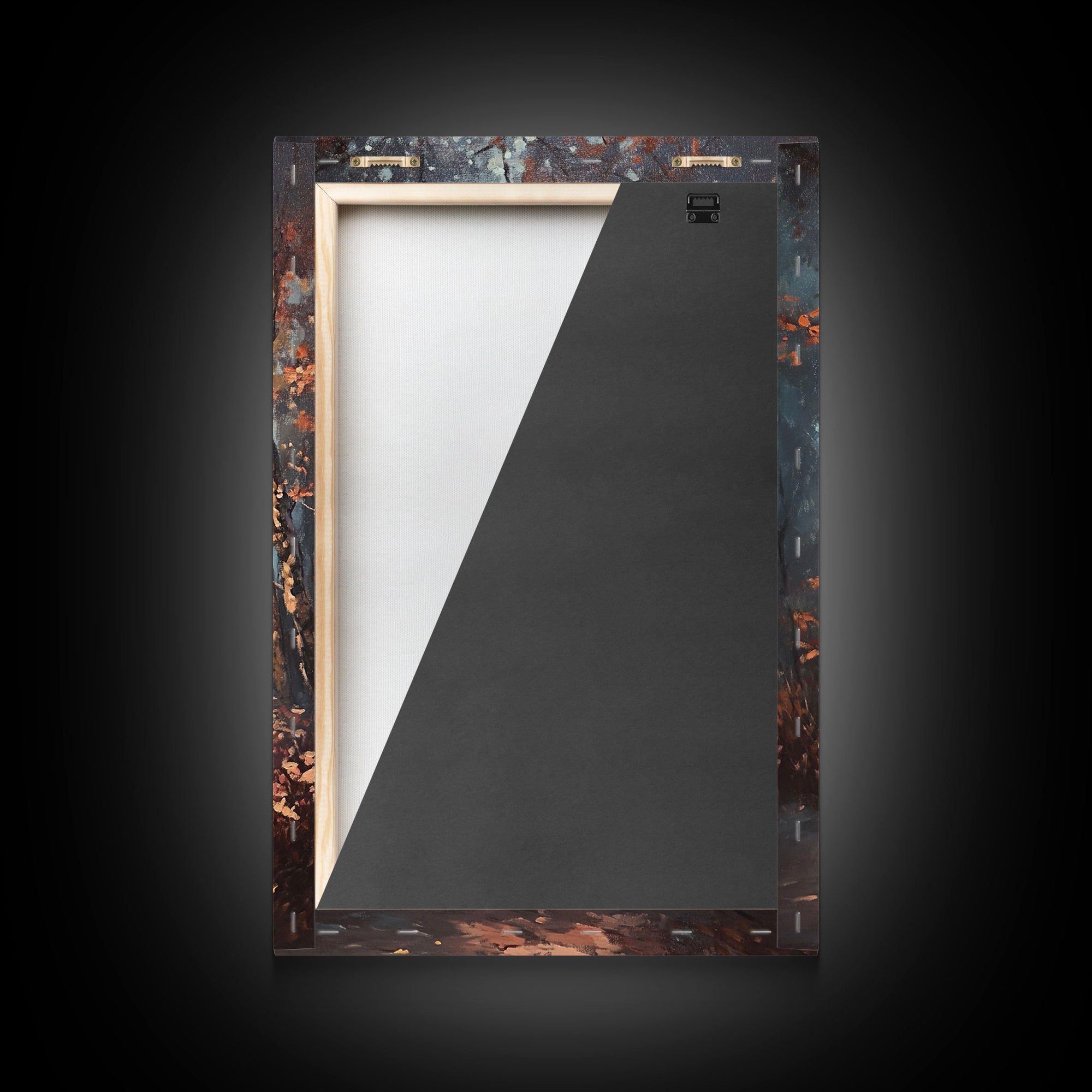 Spooky Street Lights In The City Park, Framed Canvas Print, Wood Framed Wall Art, Fall Decor, Holiday Decor, Seasonal Gift Idea