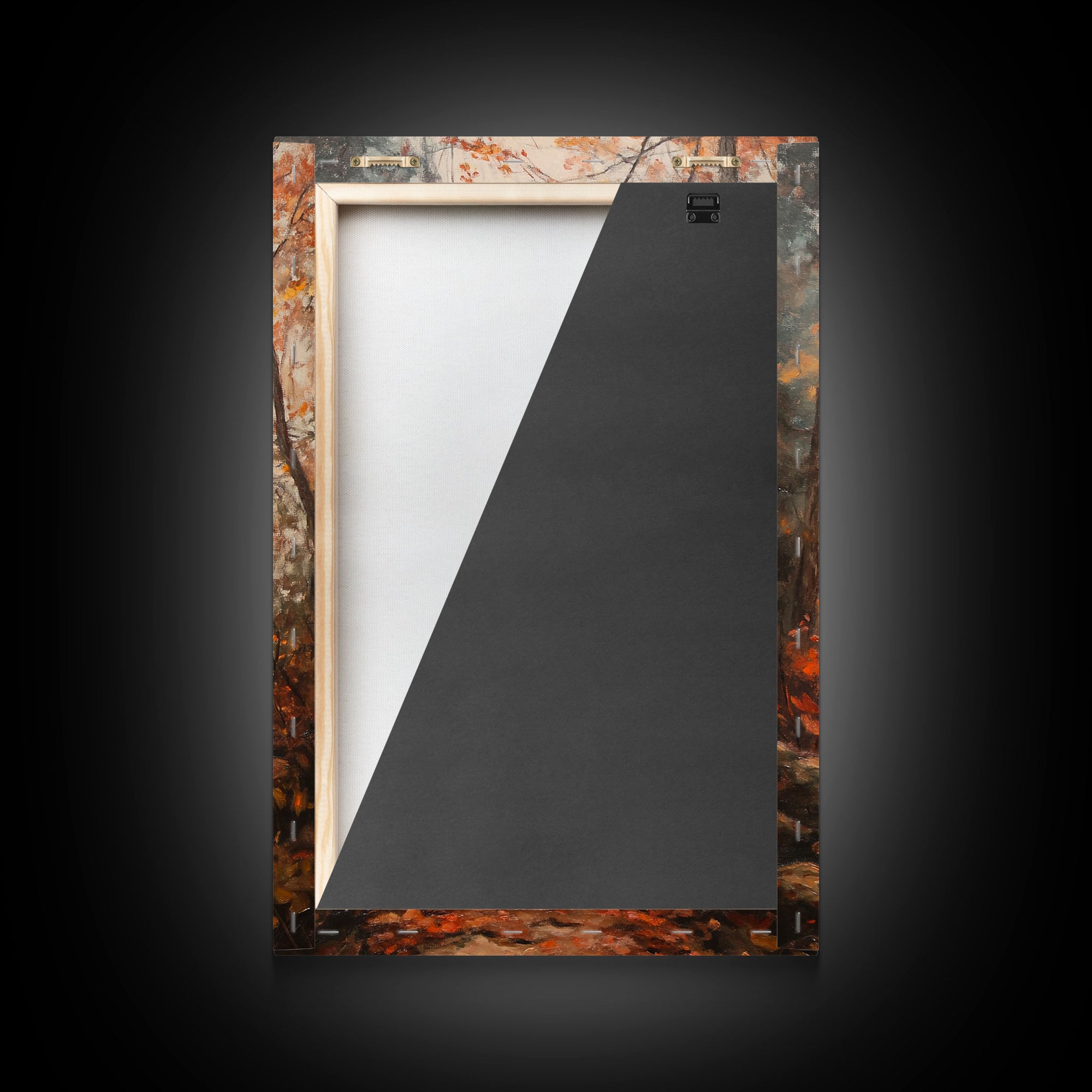 Framed Canvas Print of a Fall Path with Fence and Trees, Autumn Wall Art, Rustic Country Decor, Best Gift Idea, Modern Farmhouse Fall Decor