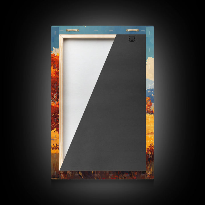 Cowboy Herding Cattle Framed Canvas Print Rustic Autumn Landscape With Barn And Vibrant Fall Colors Perfect Country Christmas Decor Art