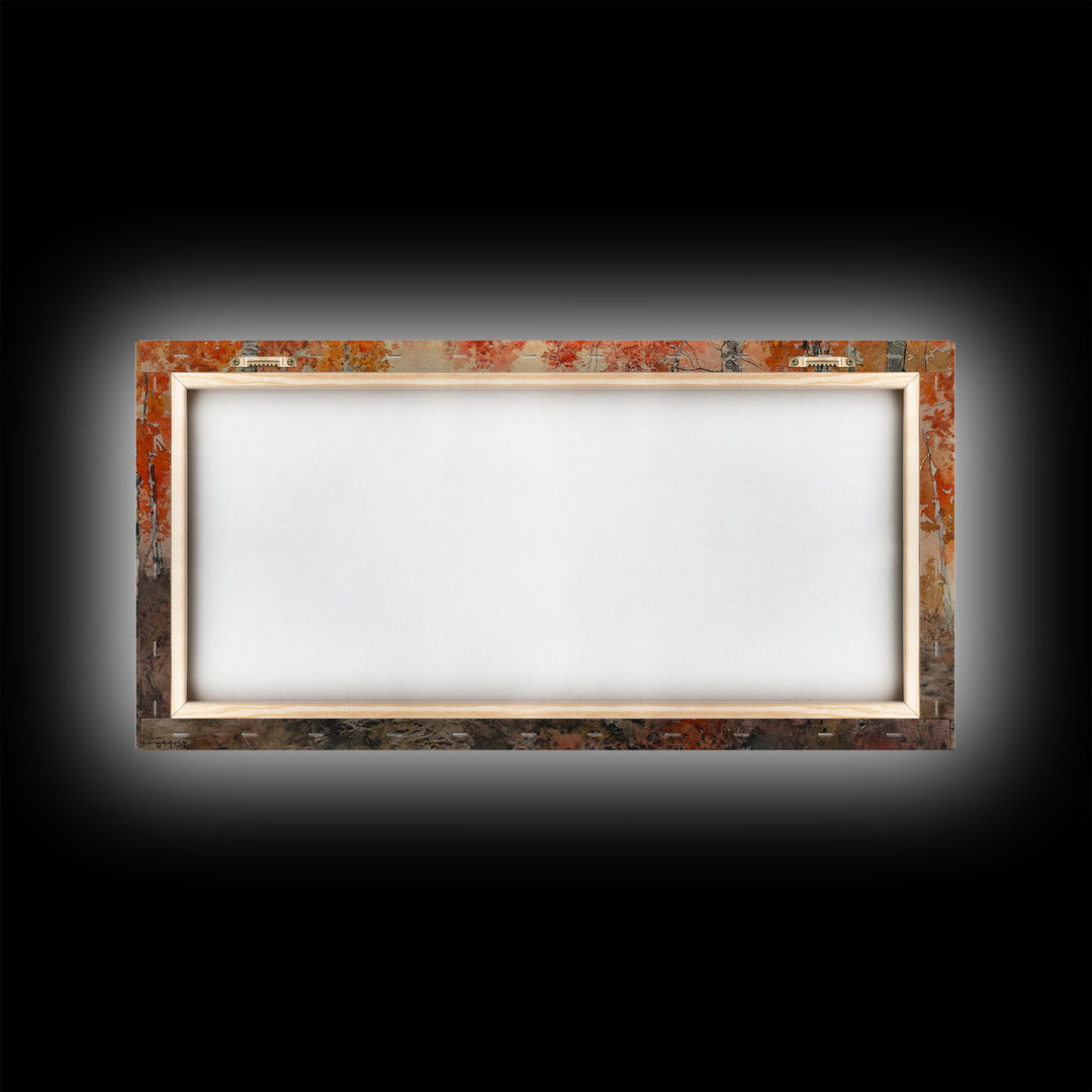 Framed Canvas Print Horseback Riders in Rustic Fall Forest, Cowboy Theme Wall Art, Autumn Home Decor, and Seasonal Canvas Wall Print