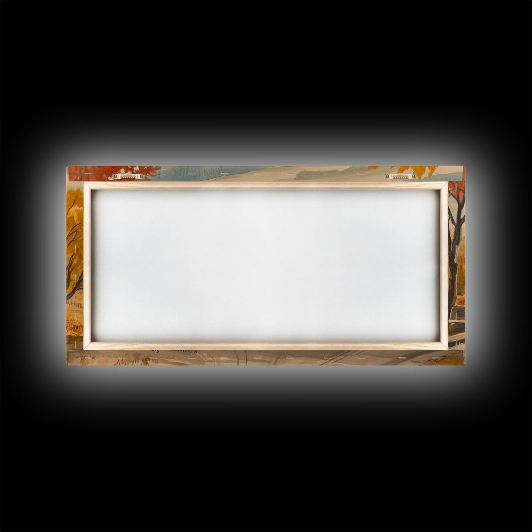 Framed Canvas Print Autumn Cowboy Riders in Fall Colors, Perfect Autumn Decor, Rustic Western Wall Art, and Seasonal Fall Wall Print