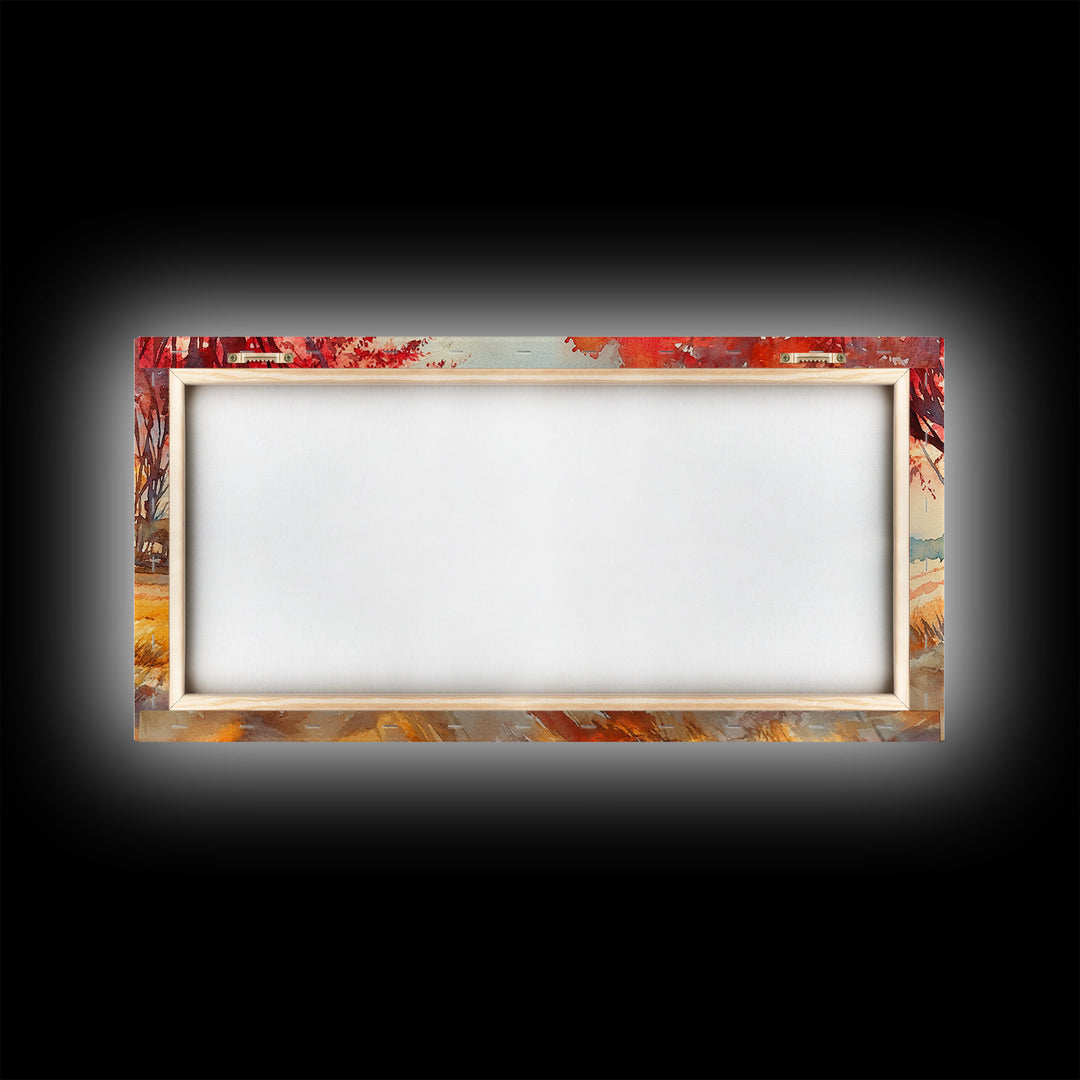 Rustic Autumn Farmhouse Scene Framed Canvas Print Fall Country Landscape with Barn Seasonal Wall Art Farmhouse Decor Holiday Gift 2024