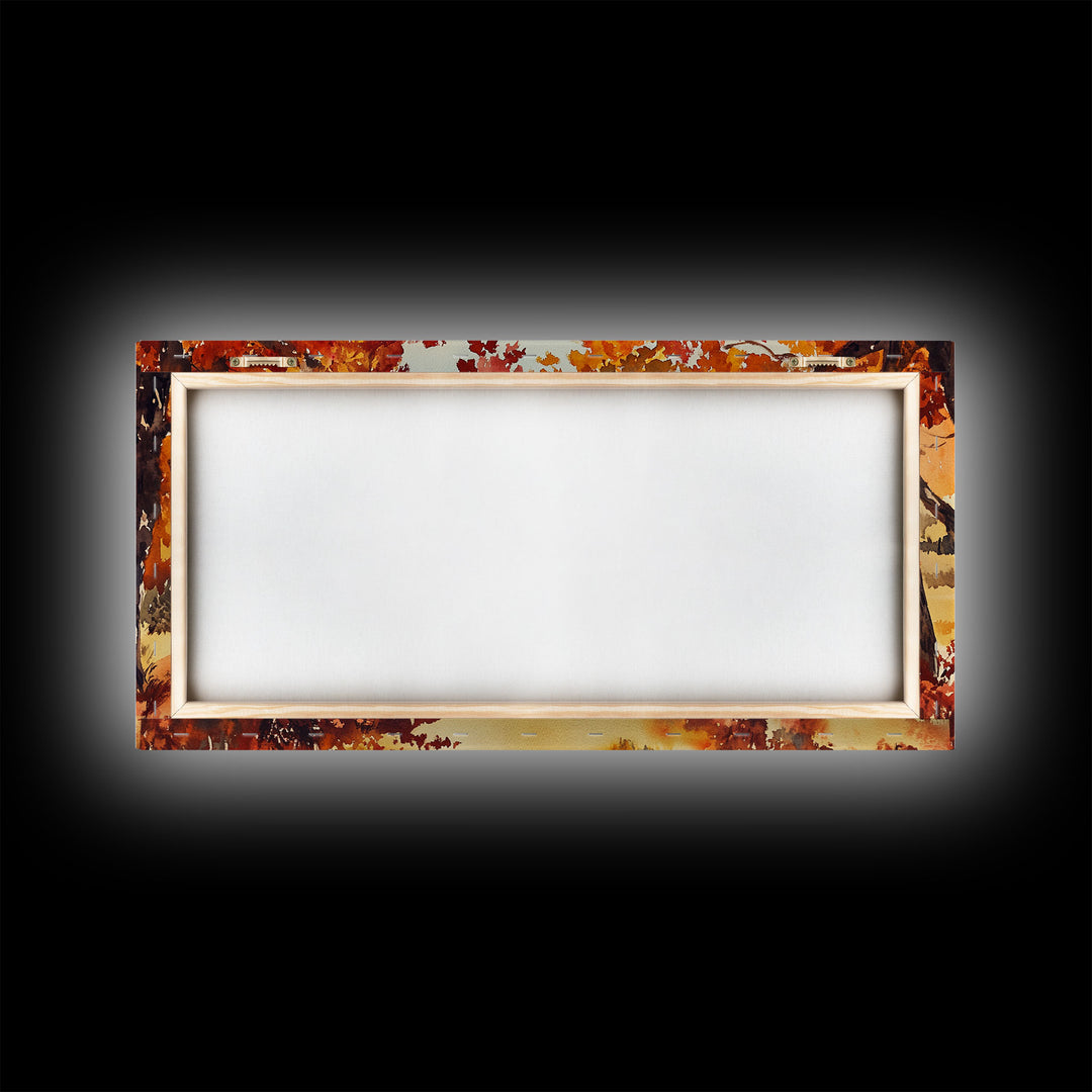 Fall farmhouse wall art Framed Canvas Print equestrian scene autumn country decor cozy farmhouse holiday decor above sofa art gift idea