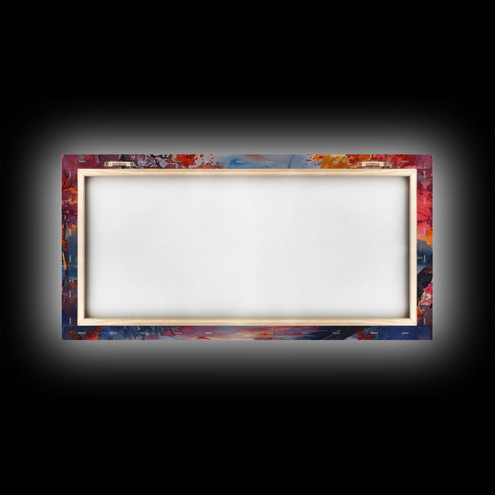 Fall landscape art Canvas Print sunset on lake sailboats moody landscape holiday wall art vintage fall decor gift idea autumn wall art