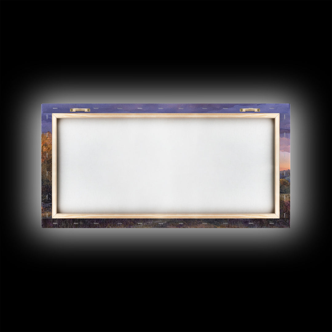 Rustic autumn farmhouse decor Canvas Print sunset landscape with tractor and barn moody landscape fall decor autumn wall art gift idea