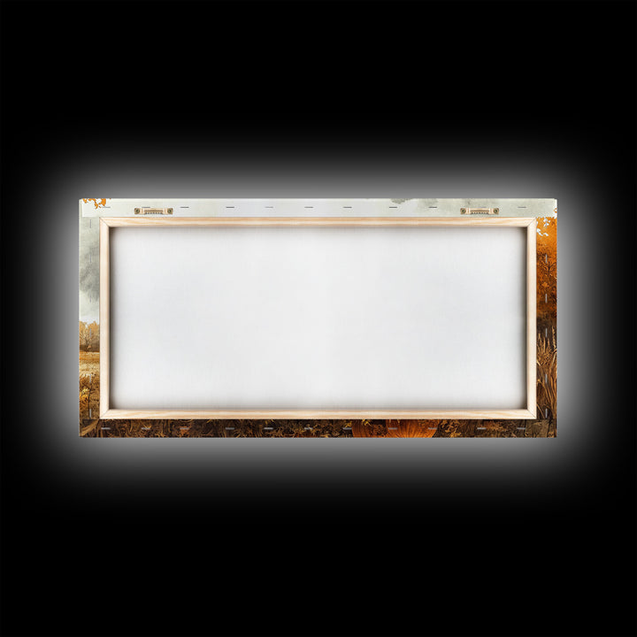 Horses grazing in autumn landscape, fall farmhouse decor, rustic wall art, decor, vintage fall wall print, framed canvas print