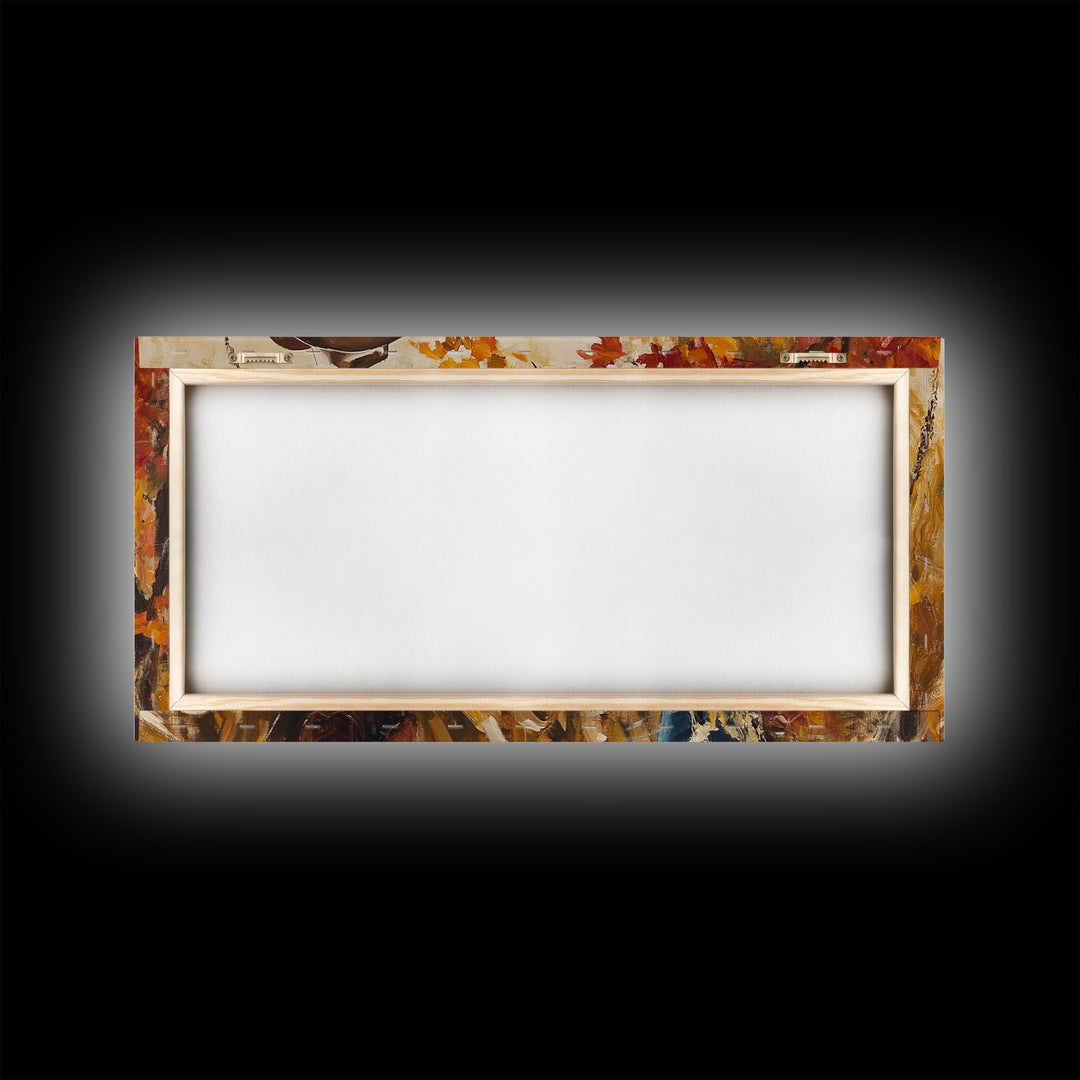 Cowboy & Cowgirl In Love, Framed Canvas Print, Vintage Holiday Winter Wall Art Western Christmas Decor