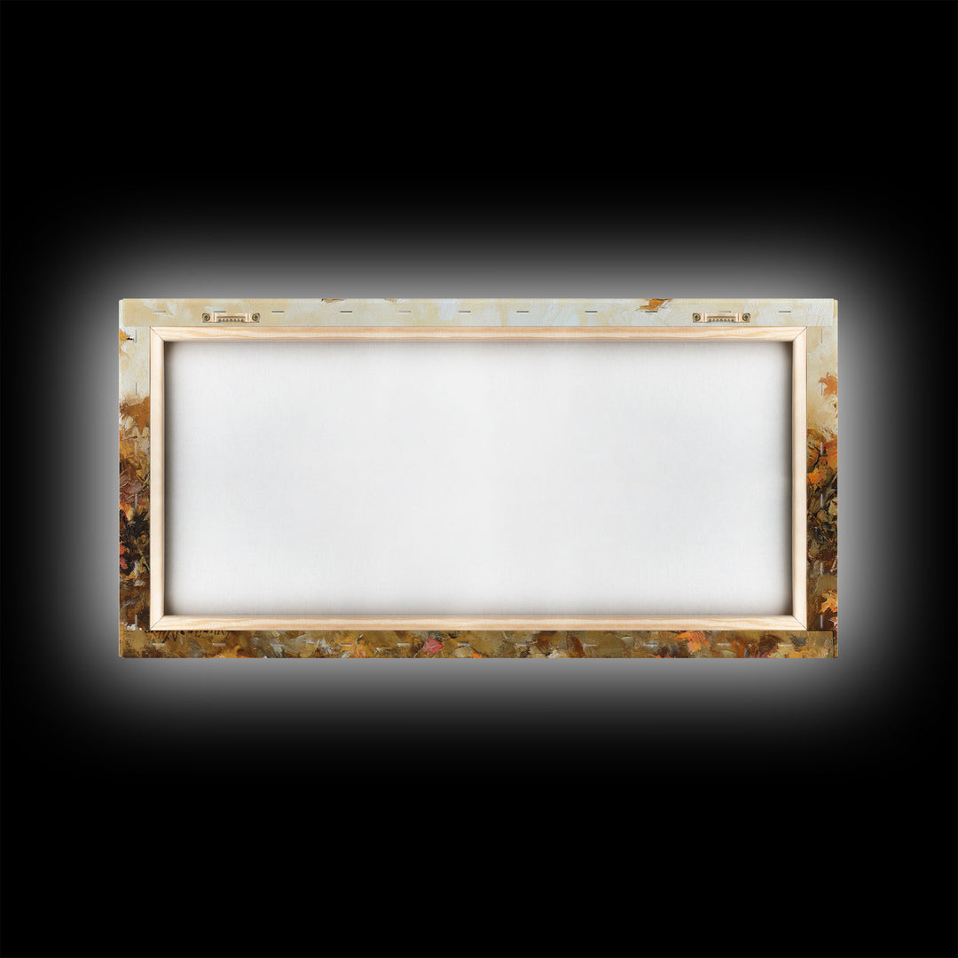 Framed Canvas Print Cowboy On Horse Overlooking Fall Mountain Peaks Western Horse Rider Autumn Scenic Wall Art Fall Colors