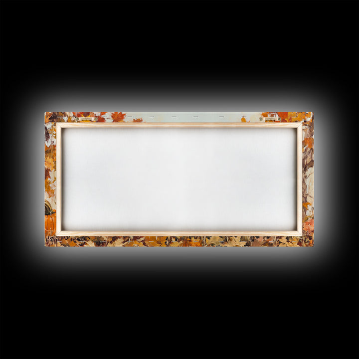 Cute Cowboy and Cowgirl In a Pumpkin Patch, Framed Canvas Print, 1950s Style Wall Art, Nursery Decor