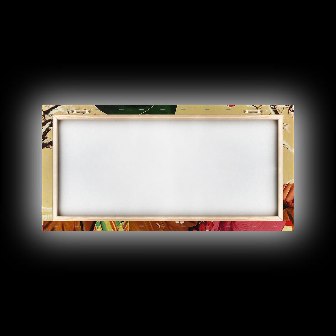 Retro 50s Style Cowboy and Cowgirl In Love, Gift For Couples, Framed Canvas Print, vintage wall art, rustic decor, classic western print