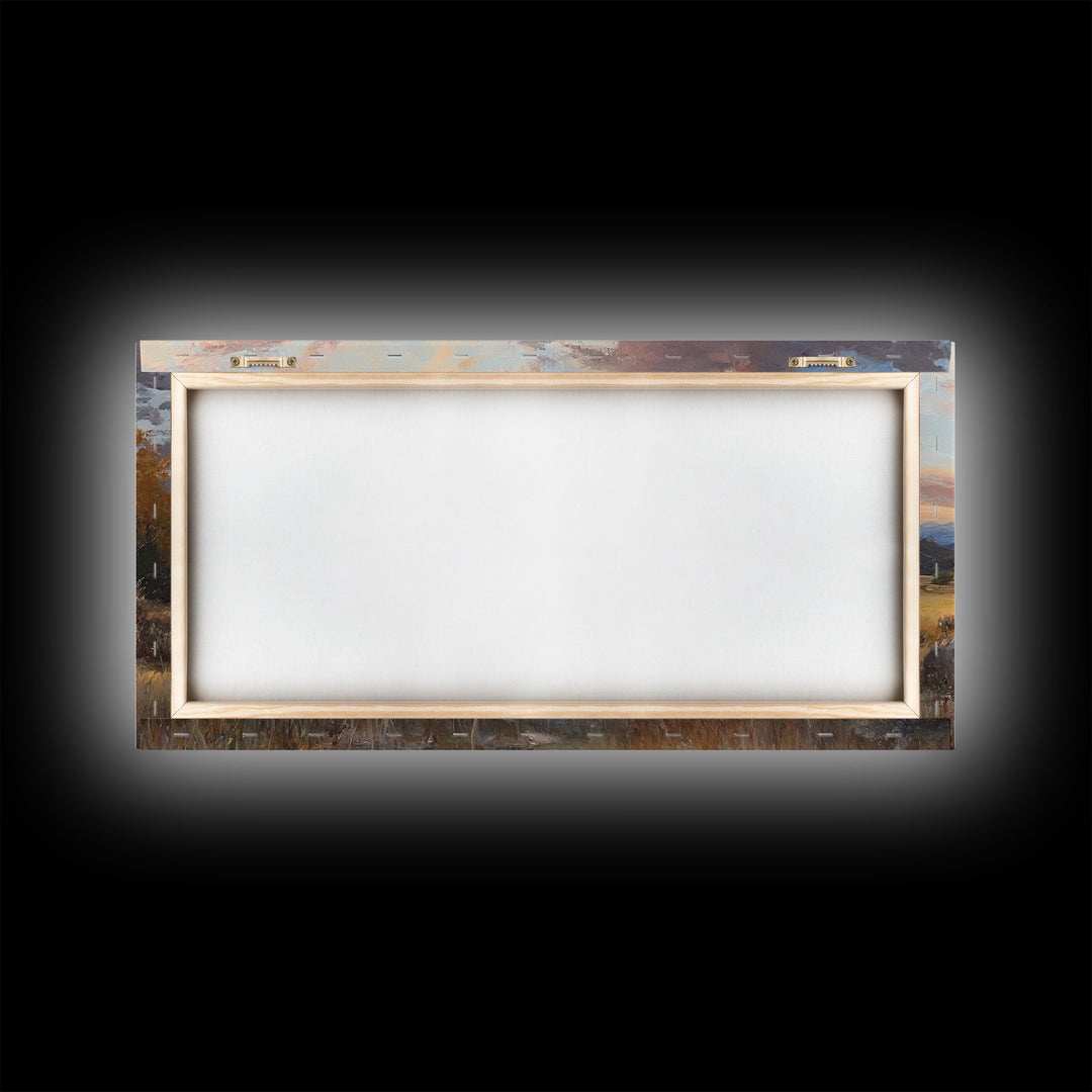 Sunset Ranch Framed Canvas Print Scenic Landscape Art Autumn Mountain Wall Decor Ideal Holiday and Fall Home Decor Extra Large Art