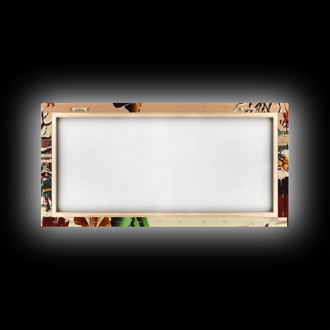 Retro 1950's Style Cowboy, Framed Canvas Print, Pastel Colors, Vintage Inspired Home Decor For Christmas