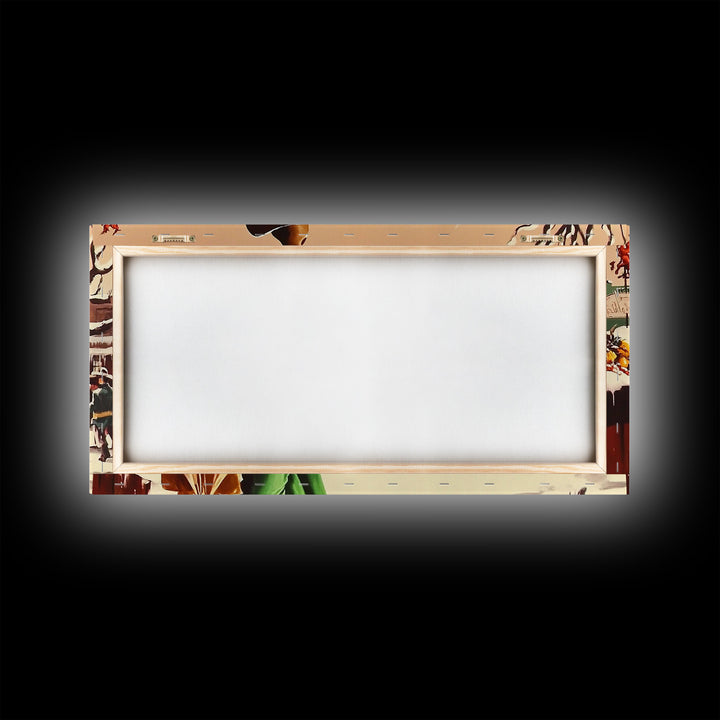 Retro 1950's Style Cowboy, Framed Canvas Print, Pastel Colors, Vintage Inspired Home Decor For Christmas