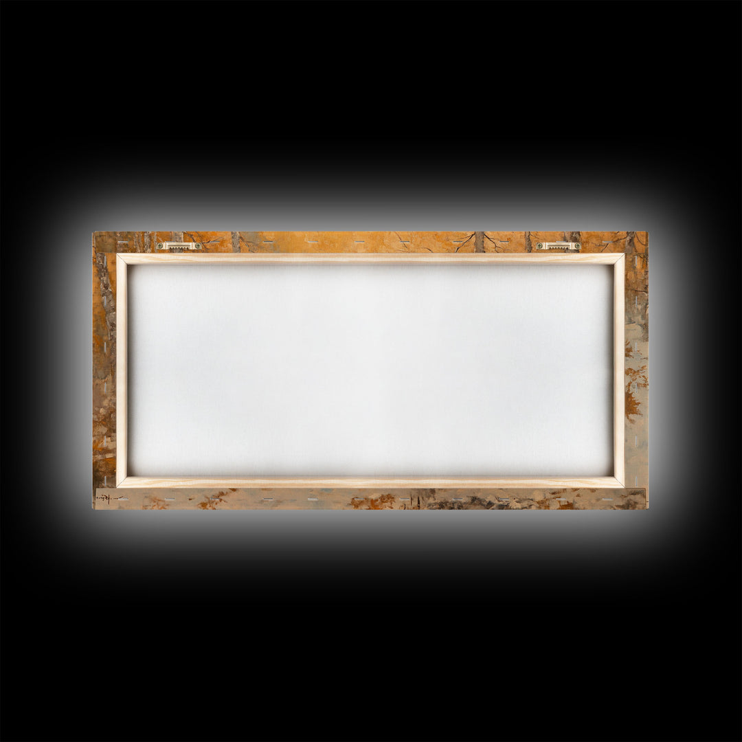 Cowboy riding horse through deep snow in a winter storm, Framed Canvas Print, dynamic winter wall art, rustic western home decor