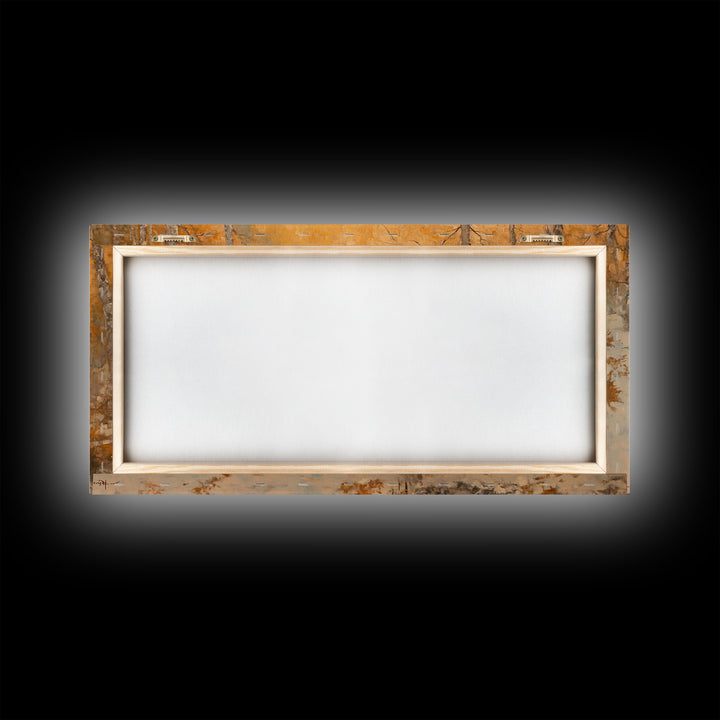 Cowboy riding horse through deep snow in a winter storm, Framed Canvas Print, dynamic winter wall art, rustic western home decor