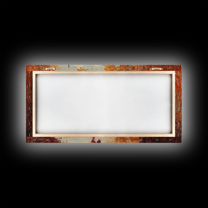 Black white cowboy riding toward snow-covered mountains, Framed Canvas Print, minimalist winter wall art, moody landscape, western decor